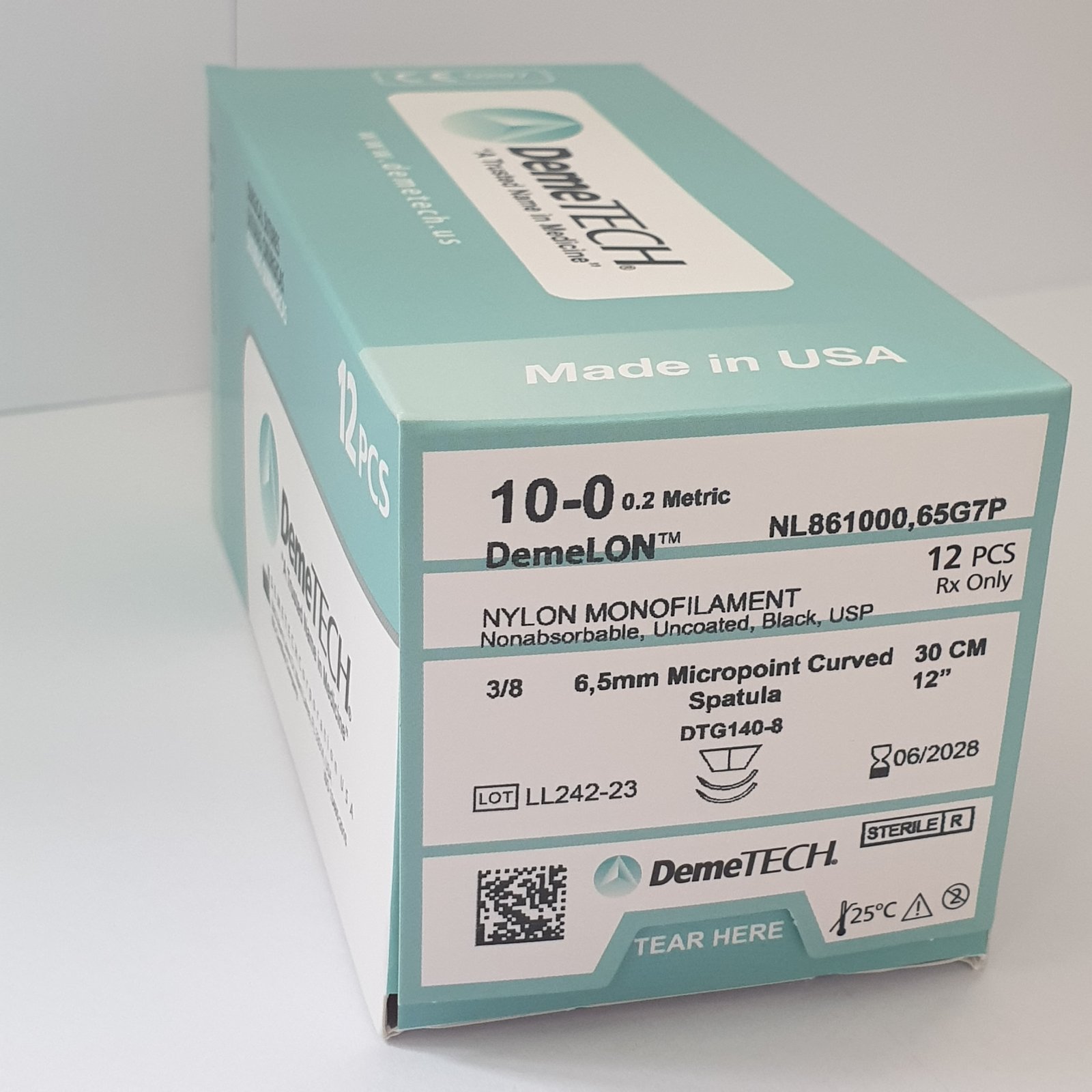 Шовний матеріал Нейлон 10-0 чорний, мононитка